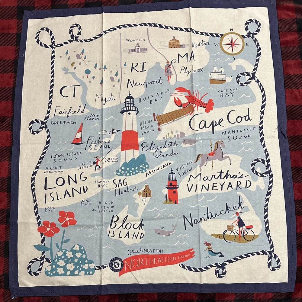 Spartina 449 Northeastern Harbors Dish Towel-NWT